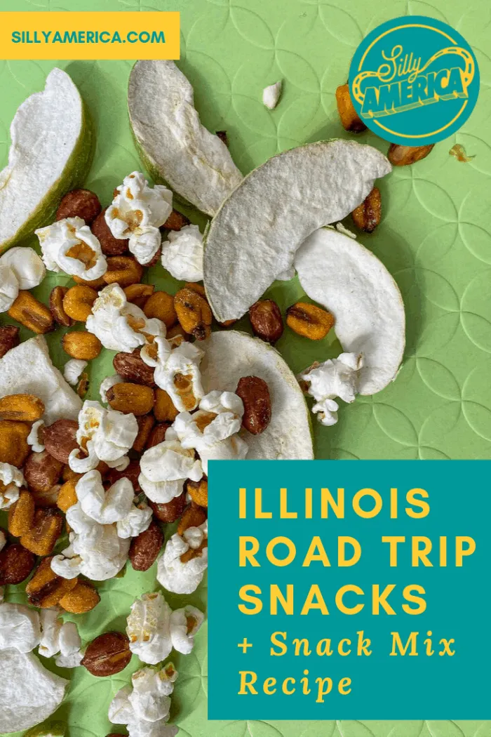 What Illinois road trip snacks should you pack for your road trip and what's in an Illinois snack mix recipe? Try these official state snacks like popcorn, corn, beer nuts, and apples.