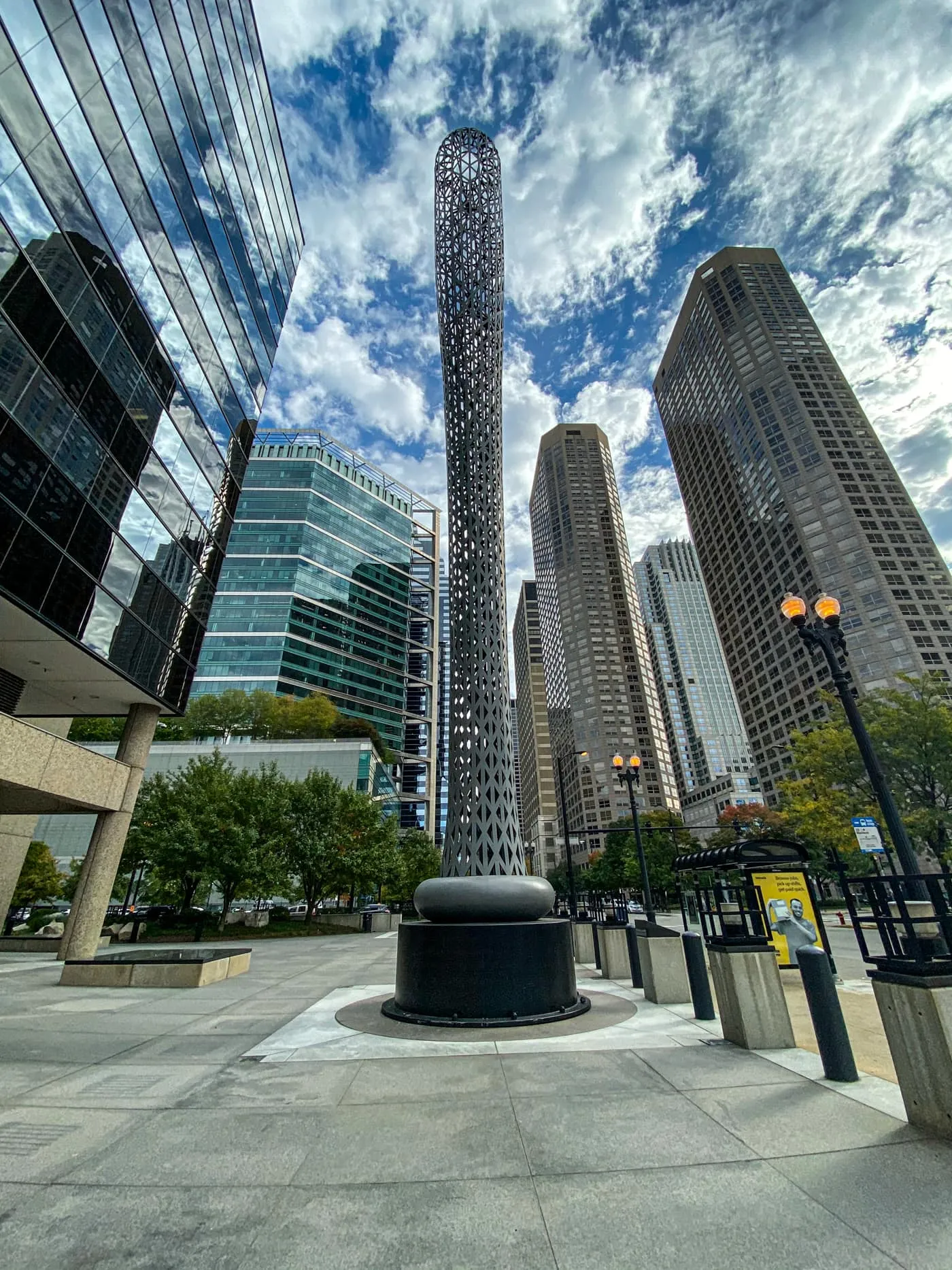 Batcolumn: a giant baseball bat in Chicago, Illinois