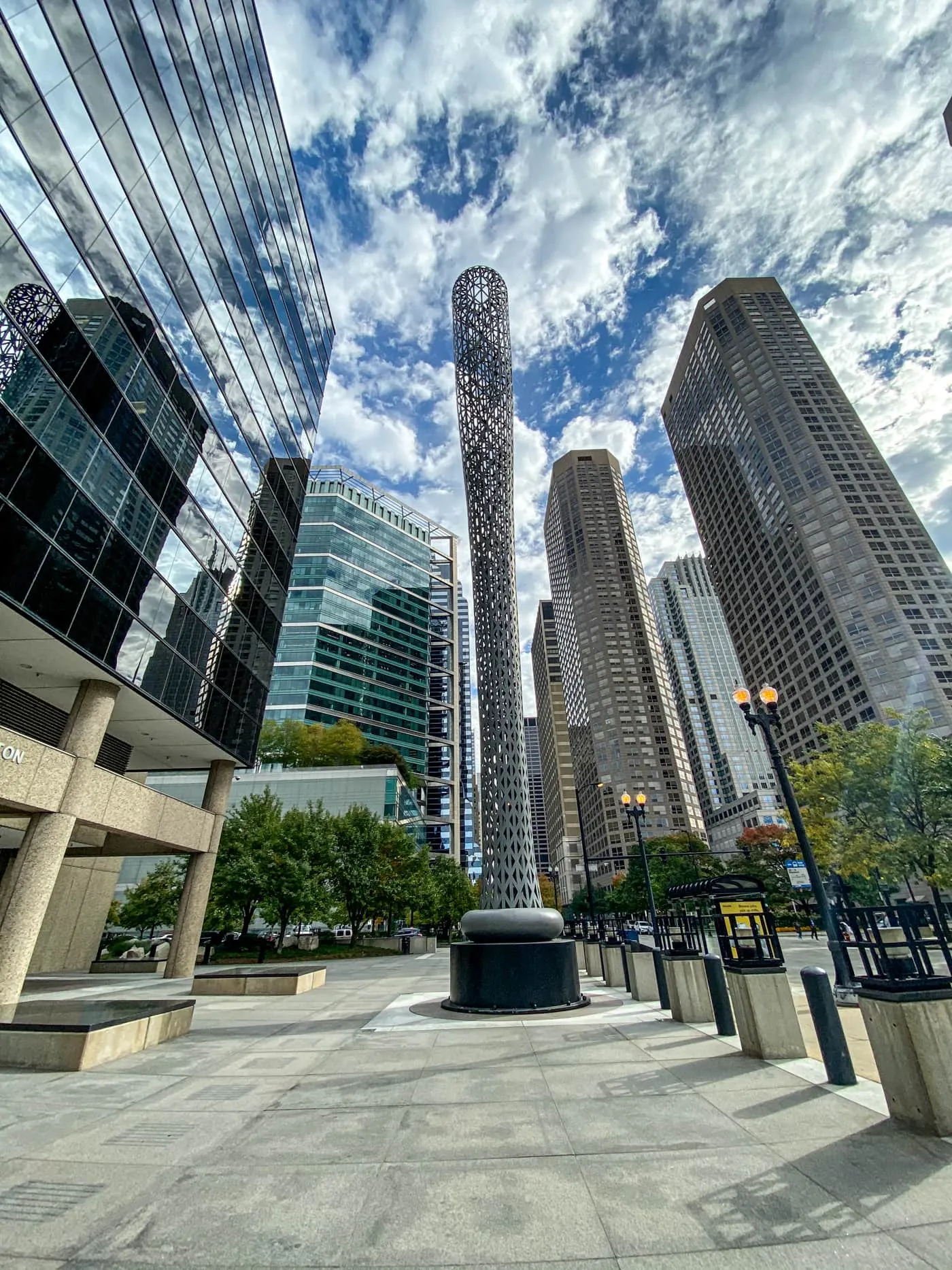 Batcolumn: a giant baseball bat in Chicago, Illinois