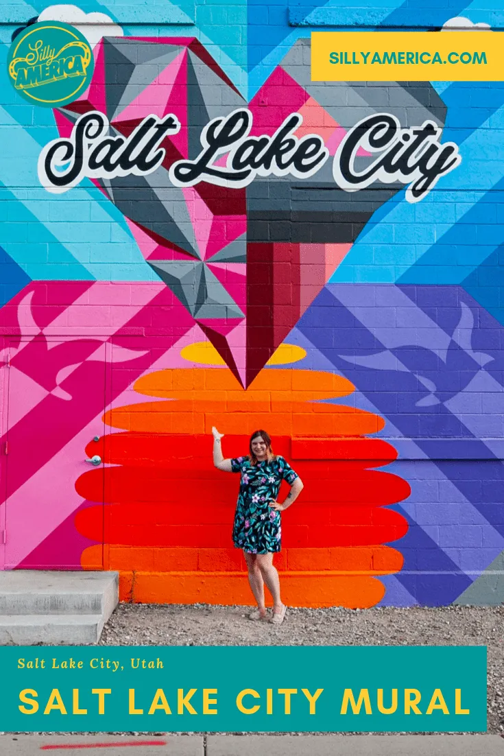 The Salt Lake City Mural is a colorful homage to the Utah city, with a large geometric heart with "Salt Lake City" printed across it in script. Found in downtown Salt Lake City, Utah, this meaningful street art makes the perfect instagram backdrop for photos. Check out this amazing and cool painting and get photography aesthetic inspiration.
#Murals #StreetArt #OutdoorMural, #PaintedMurals #meaningfulstreetart #coolstreetart #colorfulstreetart #streetartphotography #UtahTravel #SaltLakeCity