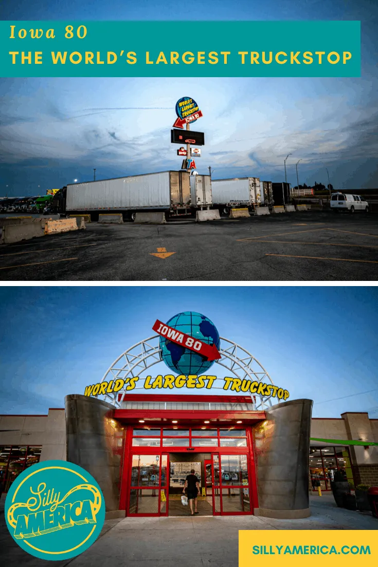 You should stop at Iowa 80, the world's largest truckstop, at the Illinois border even if you have a full tank. It's an Iowa roadside attraction in itself. Stop for gas or a snack on your Iowa road trip next time you travel through the state.
#IowaRoadsideAttractions #IowaRoadsideAttraction #RoadsideAttractions #RoadsideAttraction #RoadTrip #IowaRoadTrip #IowaThingsToDo #IowaRoadTripBucketLists #IowaBucketList #IowaRoadTripIdeas #IowaWaterfallsRoadTrip #IowaTravel