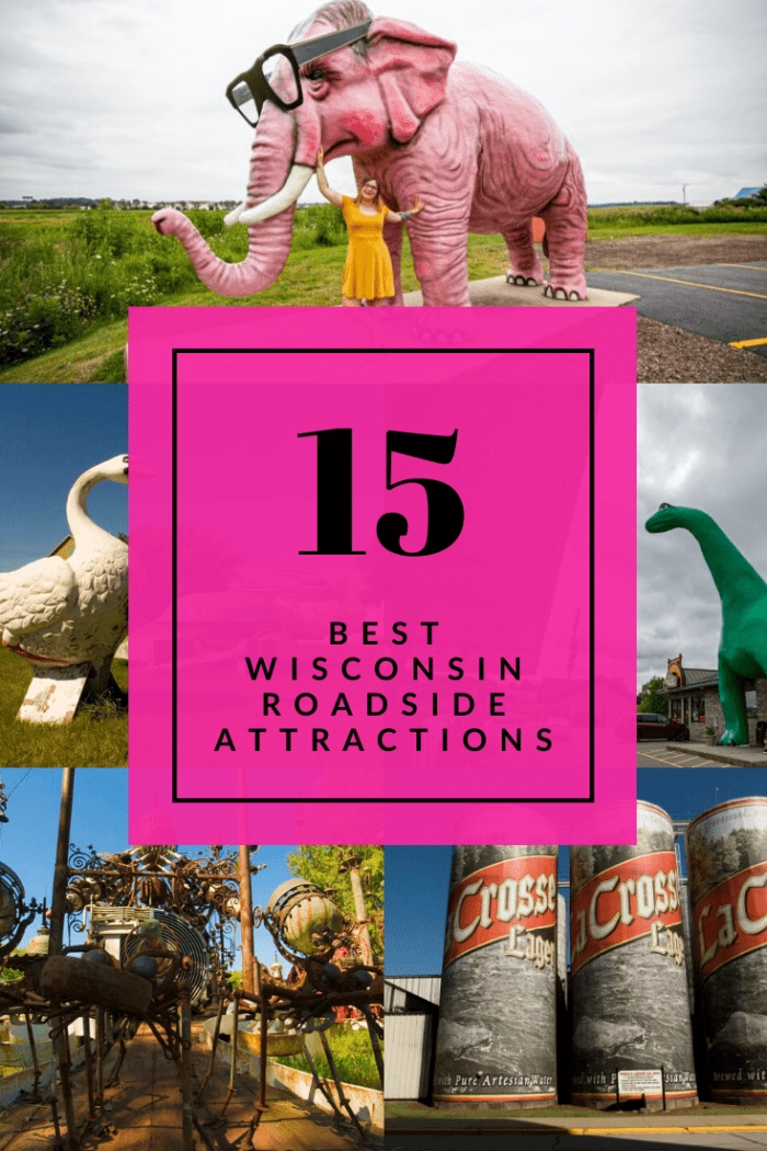 The best Wisconsin roadside attractions to visit on a Wisconsin road trip with kids on I-94 or Milwaukee weekend getaway with friends. Add these things to do in Wisconsin and weird roadside attractions to your road trip bucket list and visit them on your next travel adventure. #RoadsideAttraction #RoadsideAttractions #RoadTrip #WeirdRoadsideAttractions  #RoadTripStops  #WisconsinRoadsideAttractions #WisconsinRoadsideAttraction ##WisconsinRoadTrip #ThingsToDoInWisconsin #WisconsinRoadTripIdeas