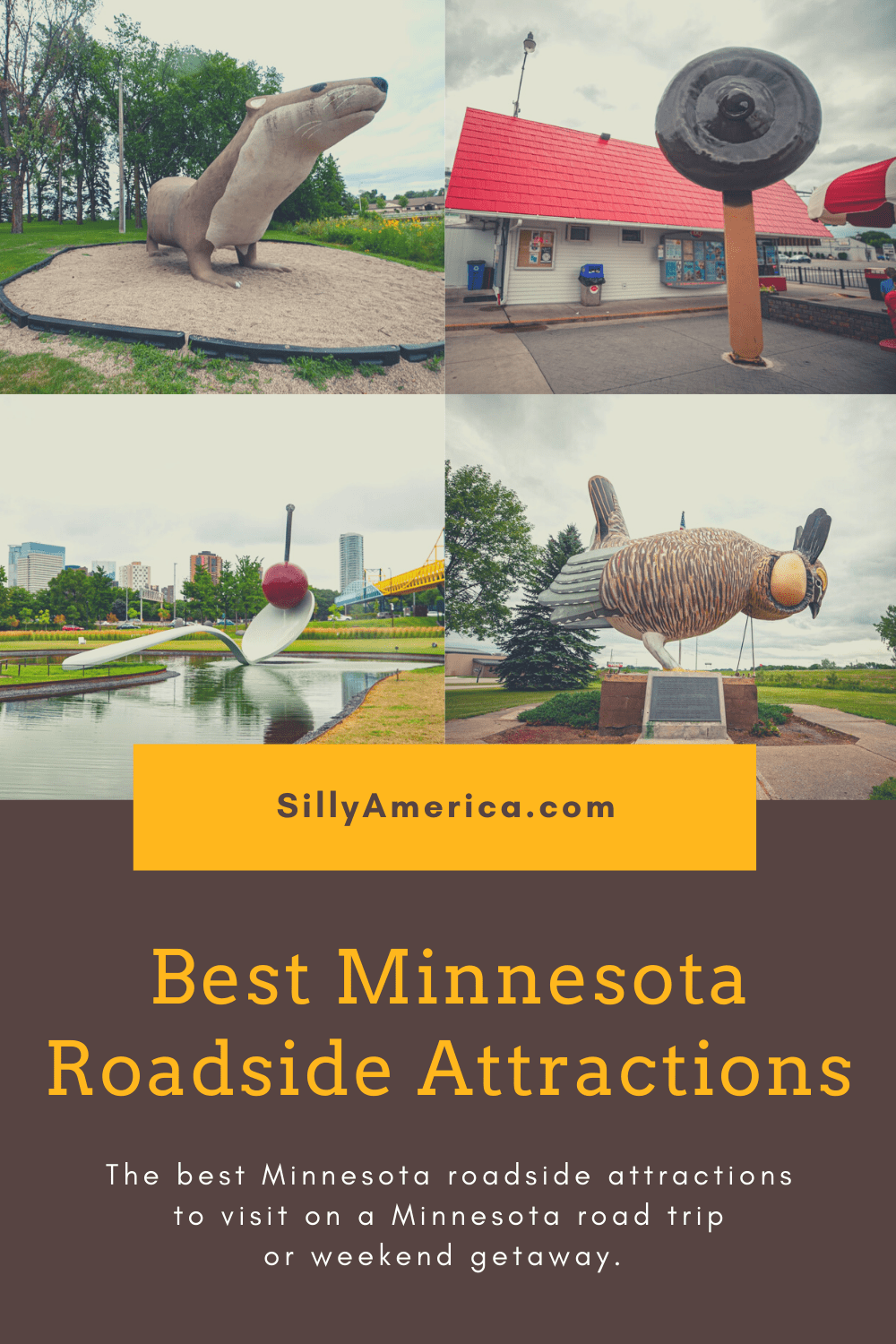 The best Minnesota roadside attractions to visit on a Minnesota road trip or weekend getaway. Add these roadside oddities and road trip stops to your bucket list and visit these roadside attractions in Minnesota on your next travel adventure. #MinnesotaRoadsideAttractions #MinnesotaRoadsideAttraction #RoadsideAttractions #RoadsideAttraction #RoadTrip #MinnesotaRoadTrip #MinnesotaRoadTripBucketLists #MinnesotaBucketList #MinnesotaRoadTripMap #MinnesotaRoadTripIdeas #WeirdRoadsideAttractions