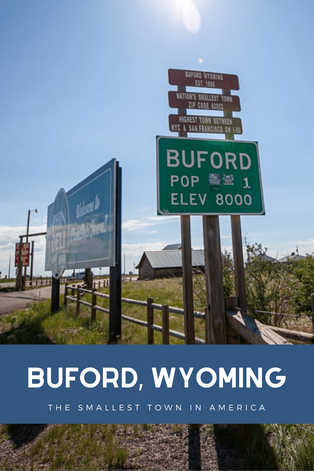 Buford, Wyoming is the smallest town in America with a population of one. Or maybe it's PhinDeli Town with a populations of zero. Stop at this weird roadside attraction on a Wyoming road trip - it's a perfect addition to your travel bucket list and itinerary. #WyomingRoadsideAttractions #WyomingRoadsideAttraction #RoadsideAttractions #RoadsideAttraction #RoadTrip #WyomingRoadTrip #WyomingRoadTripMap #WyomingRoadTripMap #WyomingRoadTripWithKids #WyomingTravelRoadTrips