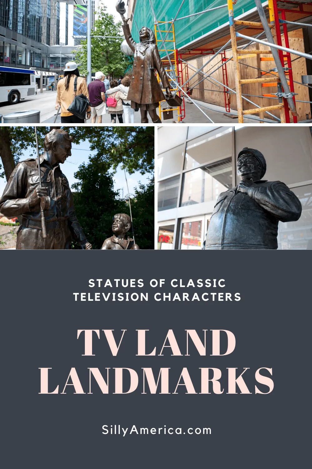 The TV Land Landmarks campaign placed bronze statues of classic television characters around the US. TV Land statues included Mary Tyler Moore, Jackie Gleason, Andy Griffith, Bob Newhart, Elizabeth Montgomery, and Elvis Presley. #RoadsideAttraction #RoadsideAttractions #WeirdRoadsideAttractions #VintageRoadsideAttractions #RoadTripStops #WorldsLargestRoadsideAttractions #RoadTrip #USARoadsideAttractions #AmericanRoadsideAttractions #USA #America