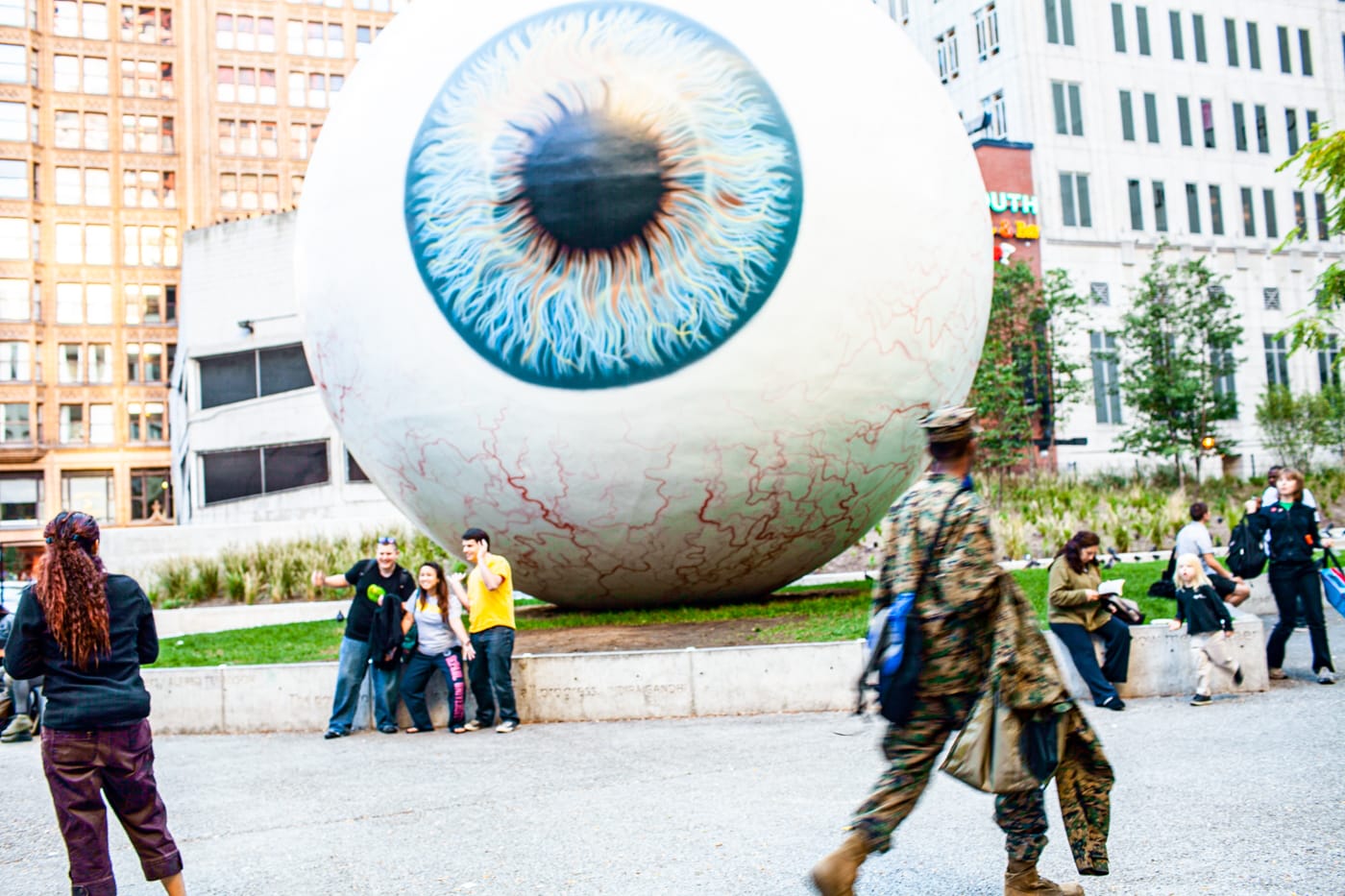 Tony Tasset's Eye - giant fiberglass eye in Chicago, Illinois in 2010 (Now in Dallas, Texas)