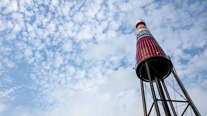 World's Largest Catsup Bottle - Roadside Attraction Zoom Background Images for video conferencing backdrops.