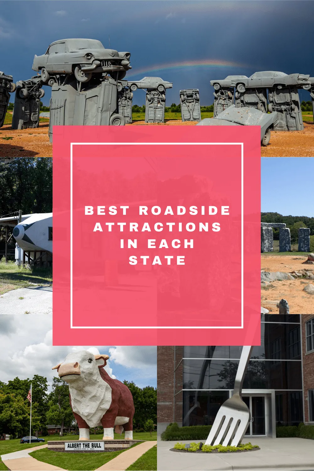 What do you see on a road trip? Find the best roadside attractions in each state - from Alabama to Wyoming, visit these weird tourist attractions and strange and unique locations on your road trip across the United States. They're fun road trip stops for kids or adults! #RoadsideAttraction #RoadsideAttractions #WeirdRoadsideAttractions #VintageRoadsideAttractions #RoadTripStops #WorldsLargestRoadsideAttractions #RoadTrip #USARoadsideAttractions #AmericanRoadsideAttractions #USA #America