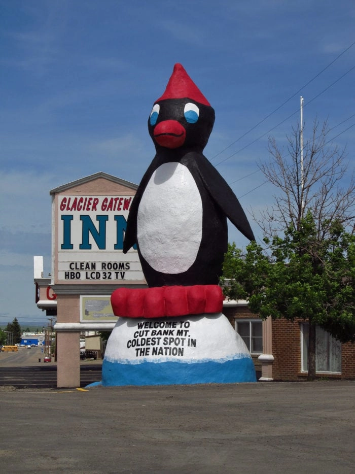 Best Roadside Attractions - Cut Bank, Montana Talking Penguin Statue