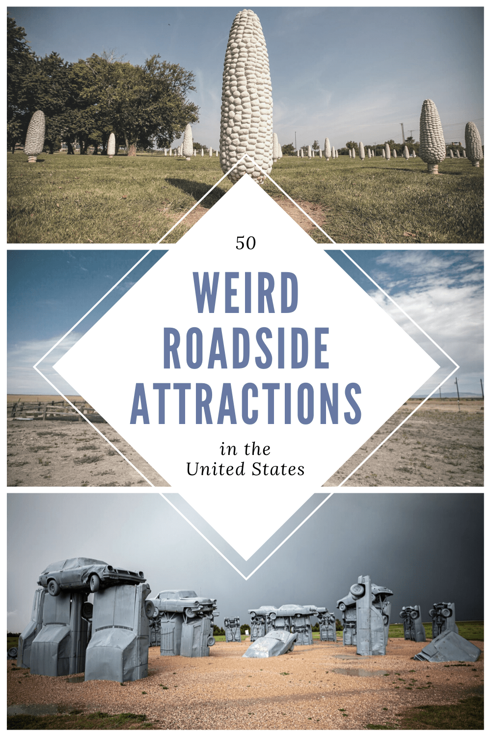 These weird roadside attractions make for fun stops on your next American road trip. Visit world's largest things, quirky outdoor art, and other oddities on a road trip around the United States! #RoadsideAttraction #RoadsideAttractions #WeirdRoadsideAttractions #VintageRoadsideAttractions #RoadTripStops #WorldsLargestRoadsideAttractions #RoadTrip #USARoadsideAttractions #AmericanRoadsideAttractions #USA #America