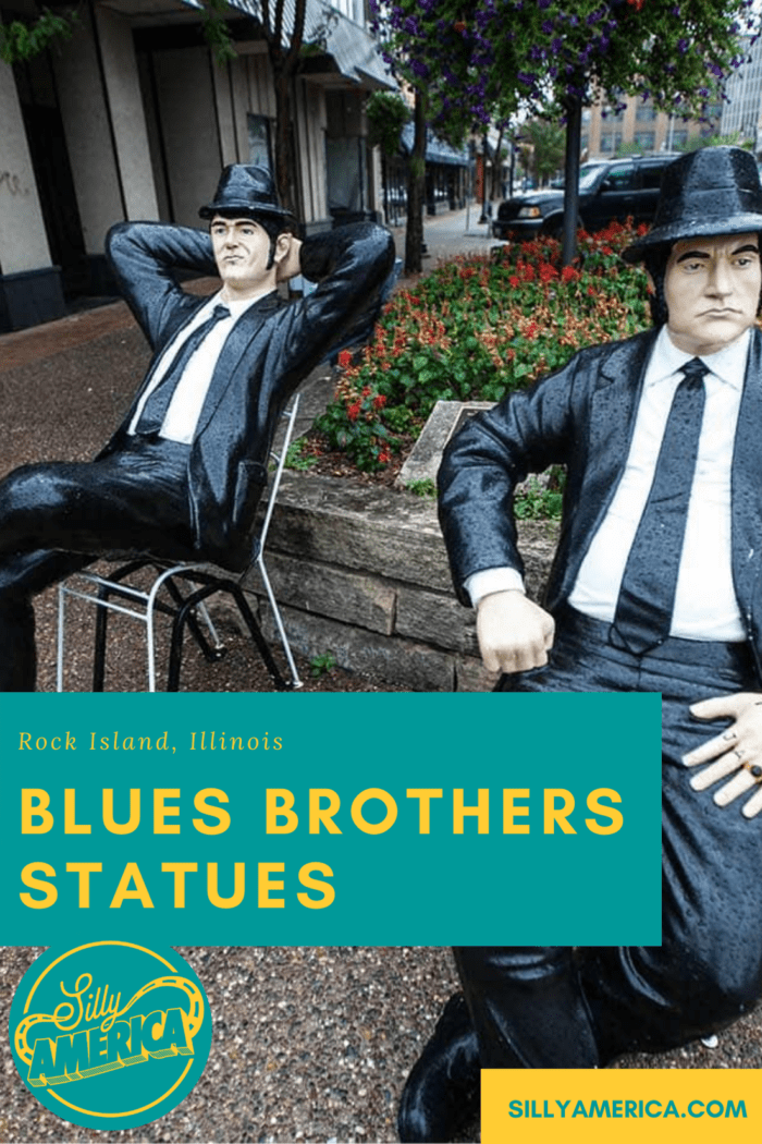 Rock Island, Illinois celebrates the birthplace of Jake and Elwood Blues, the Blues Brothers. Find these Blues Brothers statues downtown in the Quad Cities. A Illinois roadside attraction for movie lovers to visit on a Great River Road road trip.  #IllinoisRoadsideAttractions #IllinoisRoadsideAttraction #RoadsideAttractions #RoadsideAttraction #RoadTrip #IllinoisRoadTrip #IllinoisWeekendGetaways #IllinoisWithKids #IllinoisRoadTripItinerary #IllinoisRoadTripMap #IllinoisRoadTripTravel