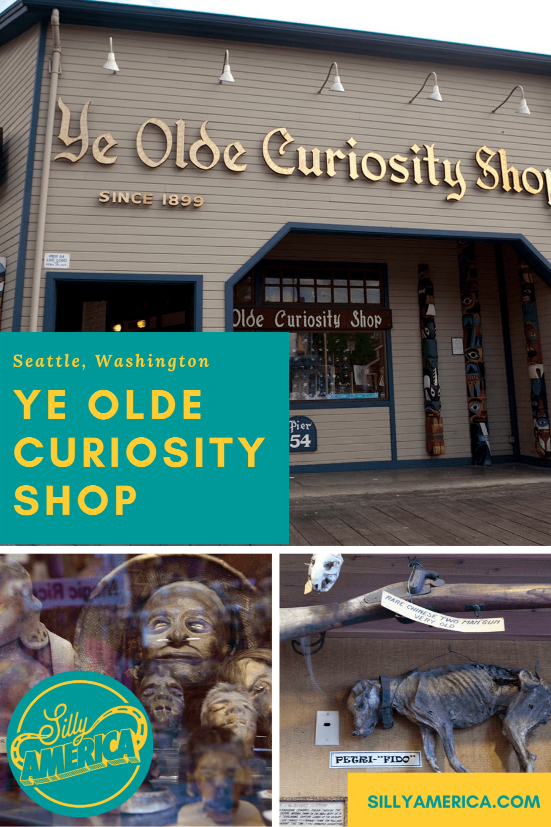 Ye Olde Curiosity Shop in Seattle, Washington is a must-see destination for lovers of the weird. The shop and oddity museum opened in 1899.  #WashingtonRoadsideAttractions #WashingtonRoadsideAttraction #RoadsideAttractions #RoadsideAttraction #RoadTrip #WashingtonRoadTrip #WashingtonRoadTripMap #WashingtonRoadTripBucketLists #WashingtonBucketList #WashingtonWinterRoadTrip #SeattleRoadTrip #Seattle #SeattleWashington