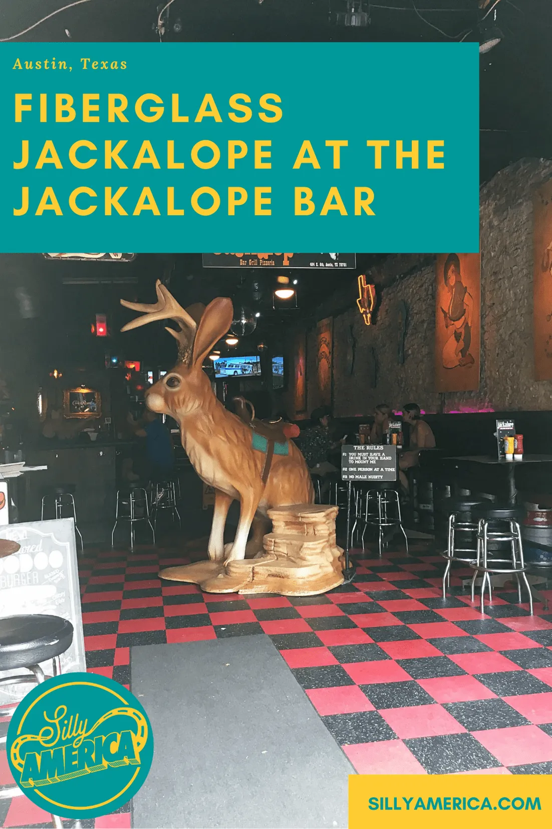 Fiberglass Jackalope at the Jackalope Bar in Austin, Texas - Silly America