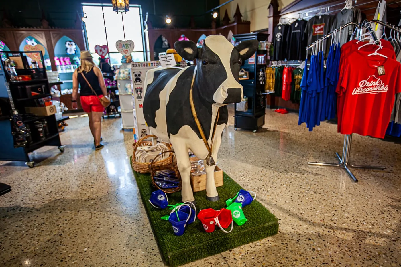 Fiberglass cow inside Mars Cheese Castle in Kenosha, Wisconsin