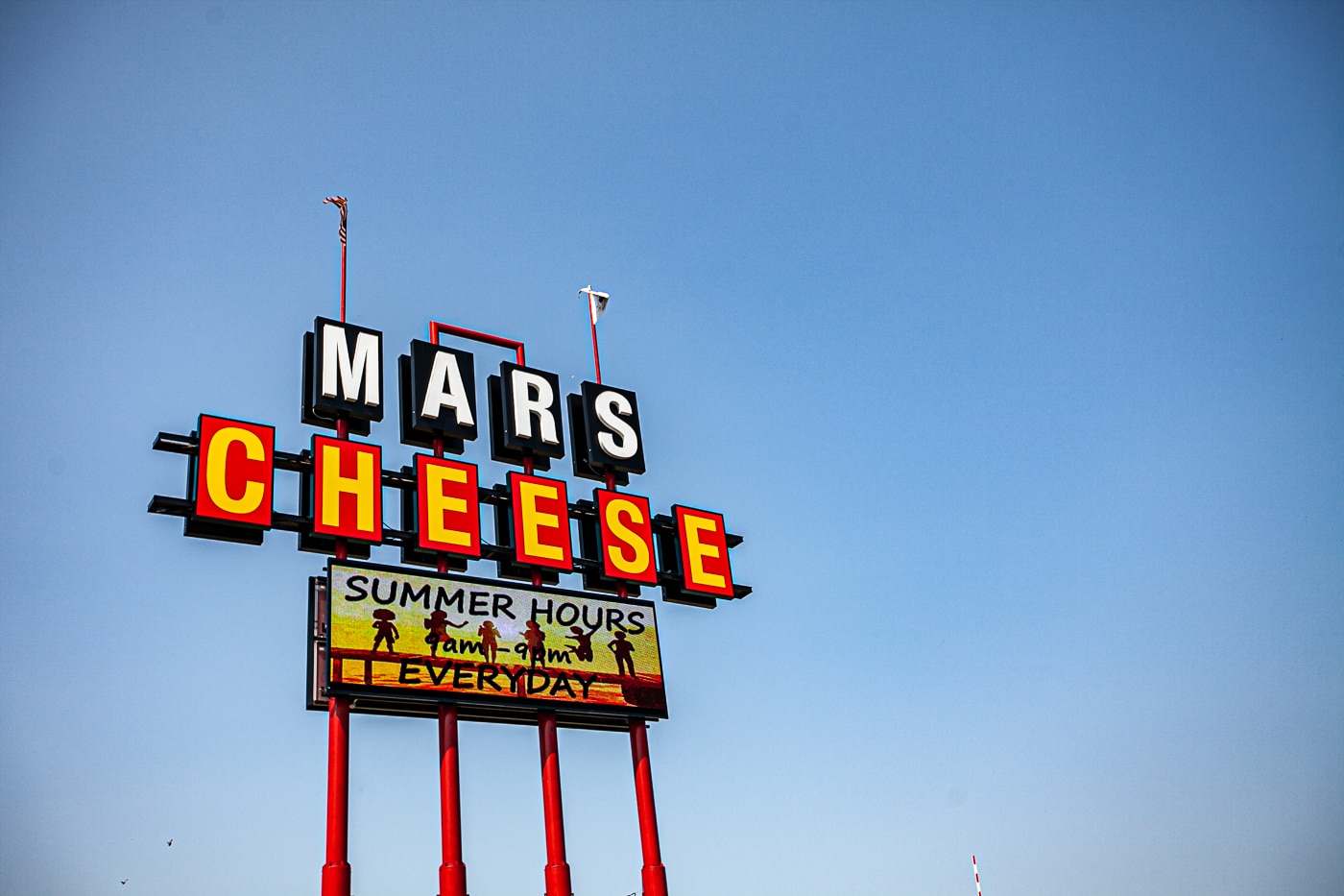 Giant sign for Mars Cheese Castle in Kenosha, Wisconsin off I-94