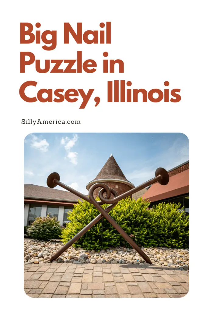 Casey, Illinois is a small town known for its big things. The town is home to over thirty roadside attractions, including twelve record holding world's largest things! One of the newest things to see in town is the big nail puzzle. Visit this roadside attraction on a road trip to Casey Illinois.  #IllinoisRoadsideAttractions #IllinoisRoadsideAttraction #RoadsideAttractions #RoadsideAttraction #RoadTrip #IllinoisRoadTrip #IllinoisWeekendGetaways #IllinoisWithKids #IllinoisRoadTripTravel