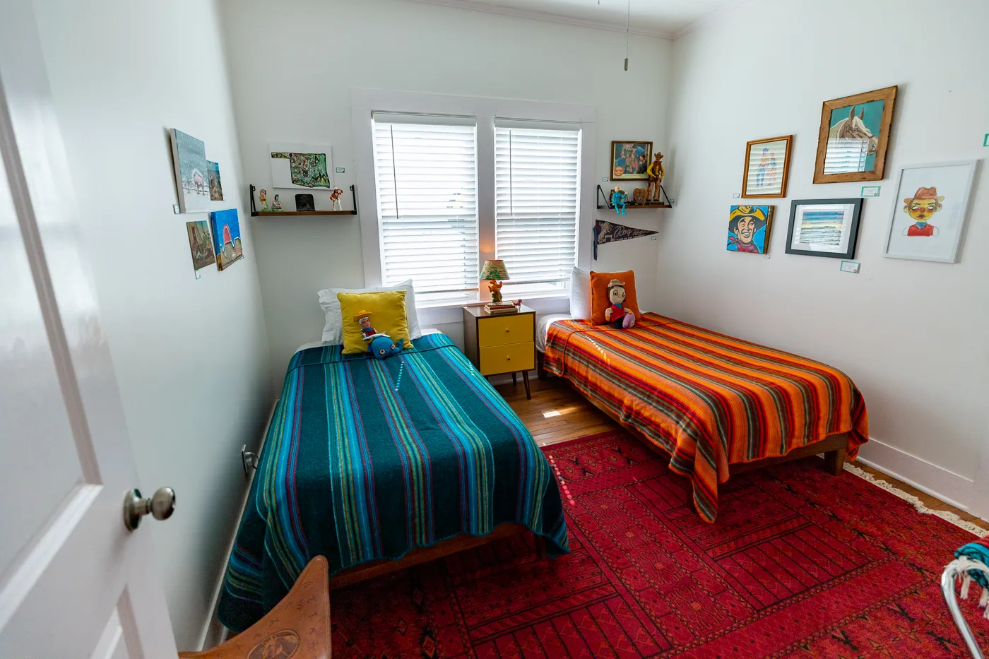 Double bedroom at Buck's Cosmic Crash Pad on Route 66 - Route 66 AirBNB in Tulsa, Oklahoma