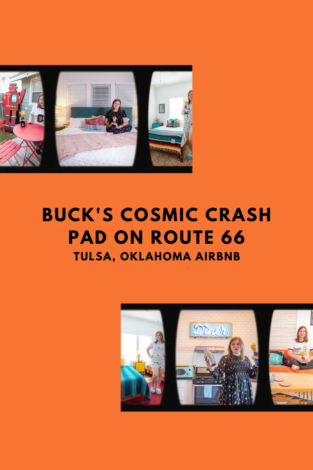 Are you looking for a unique place to stay on Route 66? The answer might just be written in the stars. Or, at least in Tulsa, Oklahoma. A stay at Buck's Cosmic Crash Pad on Route 66 will leave you feeling over the moon. This Tulsa, Oklahoma AirBNB is a must stay on a Route 66 road trip.  #RoadTrips #RoadTripStop #Route66 #Route66RoadTrip #OklahomaRoute66 #Oklahoma #OklahomaRoadTrip #OklahomaRoadsideAttractions #RoadsideAttractions #RoadsideAttraction #RoadsideAmerica #RoadTrip #TulsaAirbnb