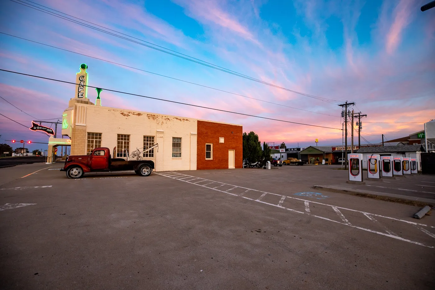 The Conoco Tower Station and U-Drop Inn Café in Shamrock, Texas