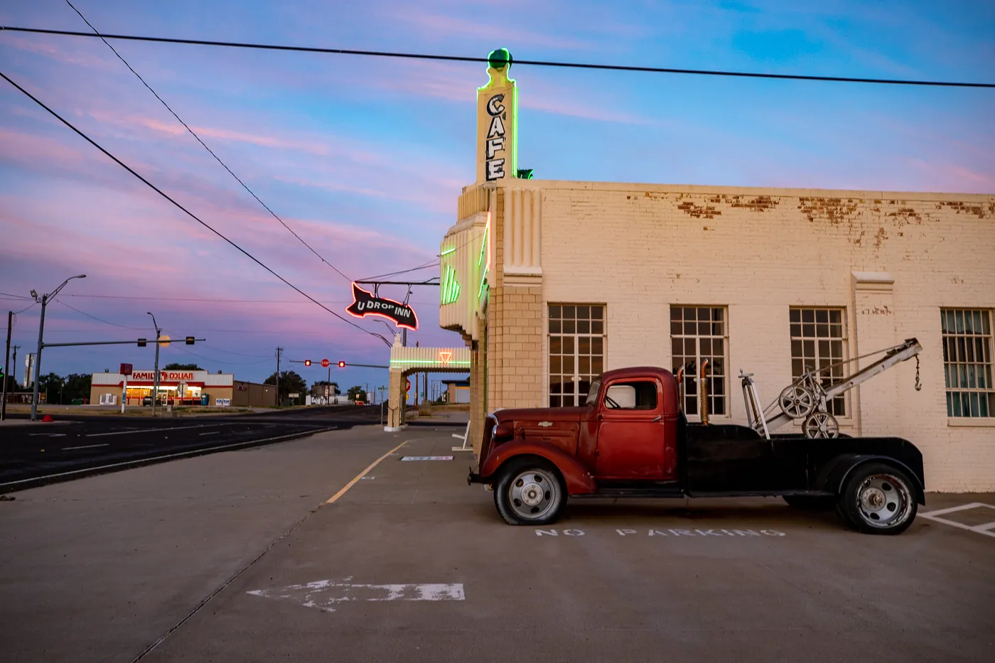 The Conoco Tower Station and U-Drop Inn Café in Shamrock, Texas