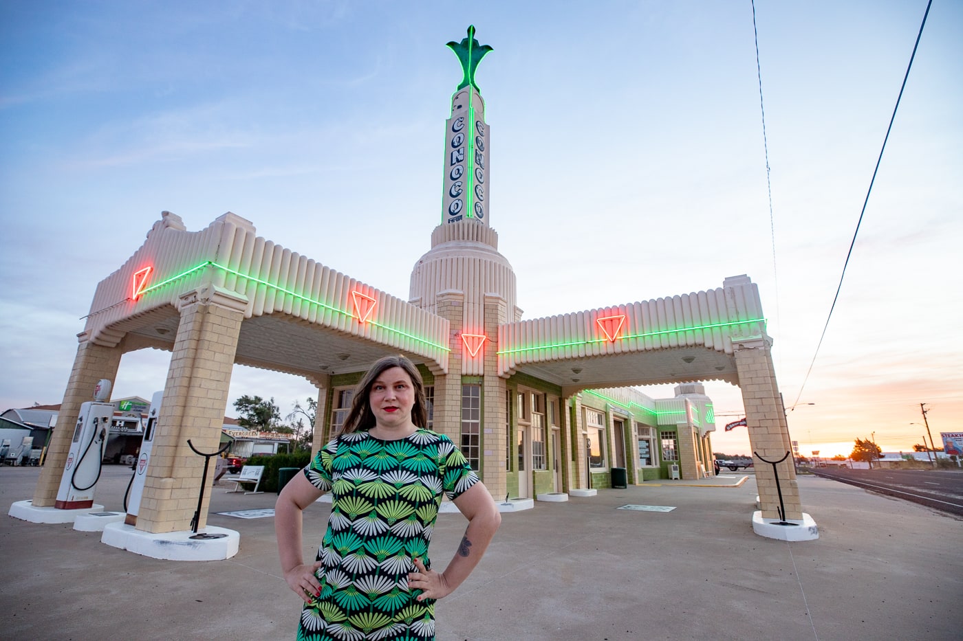 The Conoco Tower Station and U-Drop Inn Café in Shamrock, Texas