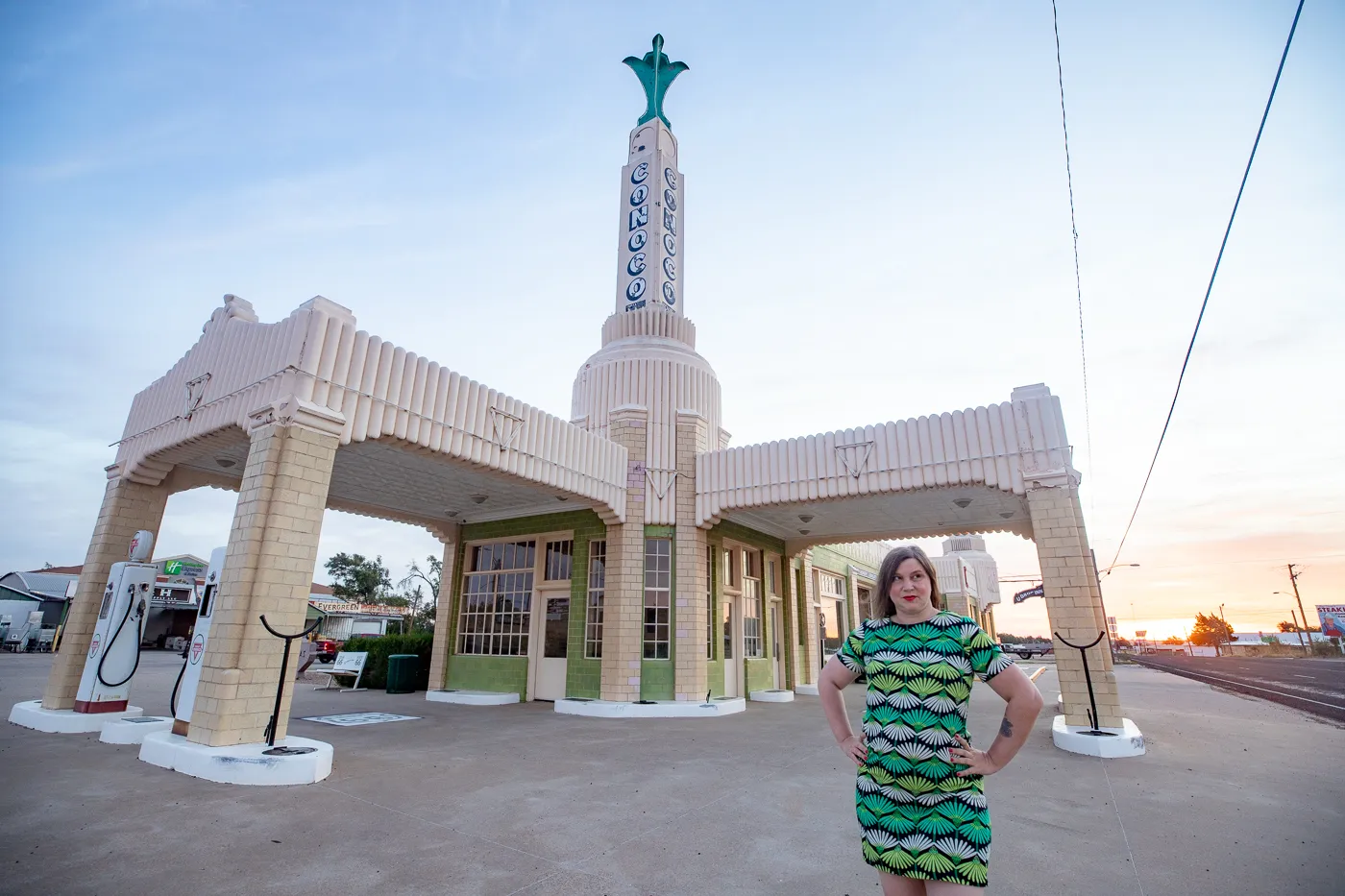 The Conoco Tower Station and U-Drop Inn Café in Shamrock, Texas