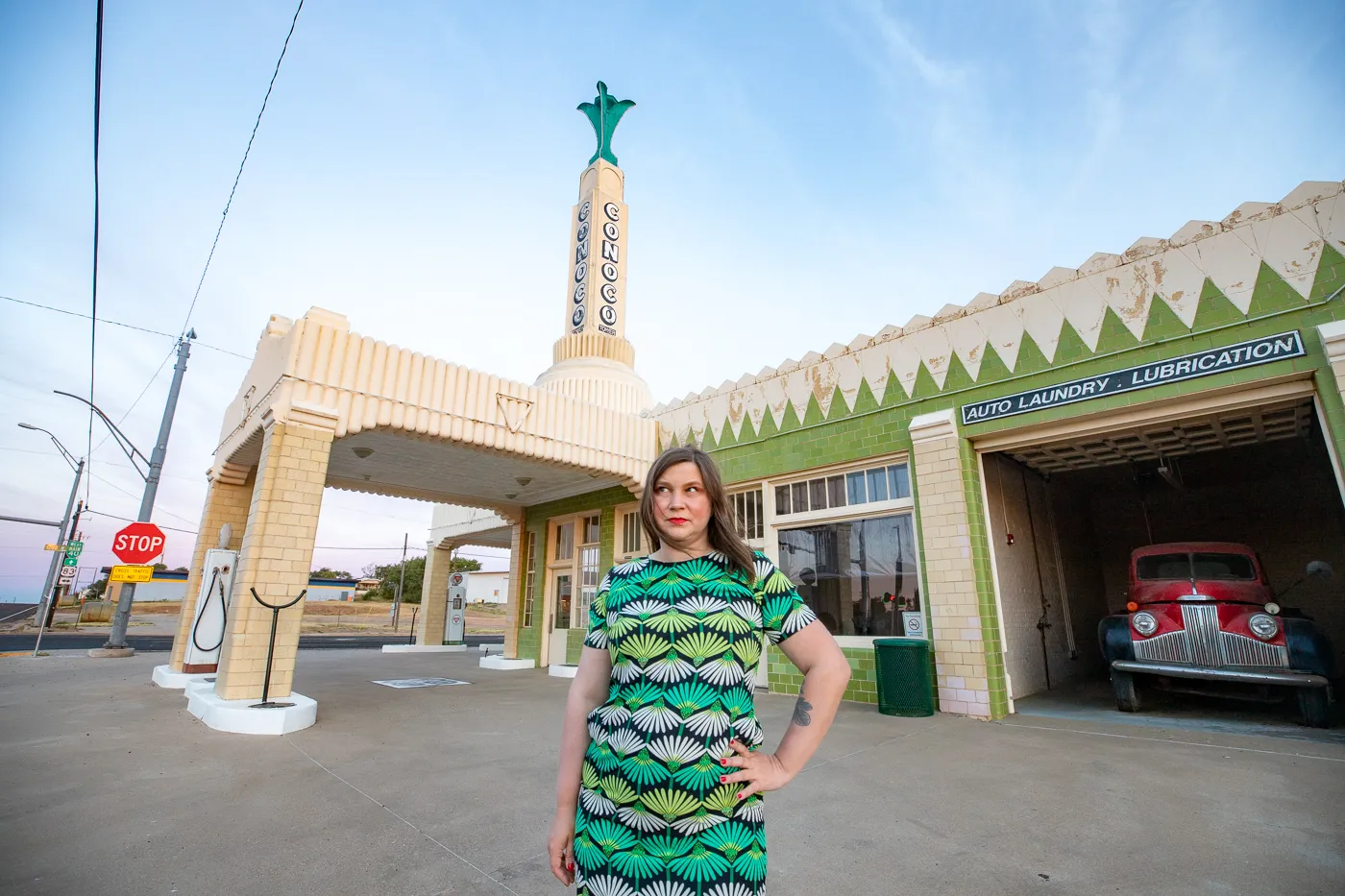 The Conoco Tower Station and U-Drop Inn Café in Shamrock, Texas