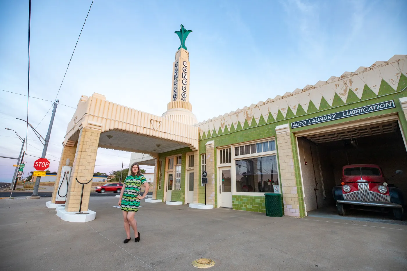 The Conoco Tower Station and U-Drop Inn Café in Shamrock, Texas