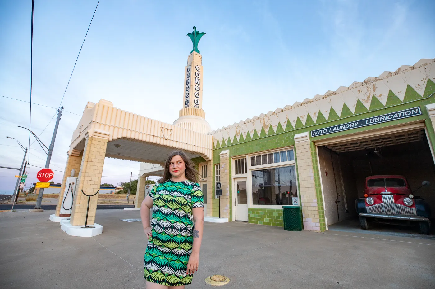 The Conoco Tower Station and U-Drop Inn Café in Shamrock, Texas