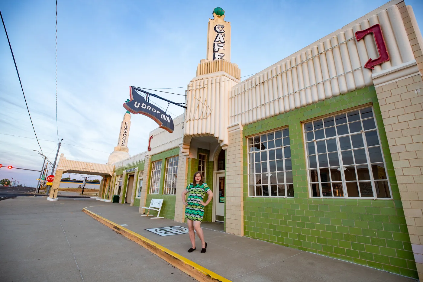 The Conoco Tower Station and U-Drop Inn Café in Shamrock, Texas