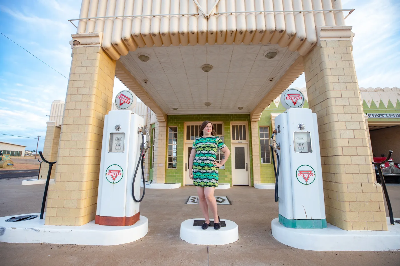 The Conoco Tower Station and U-Drop Inn Café in Shamrock, Texas