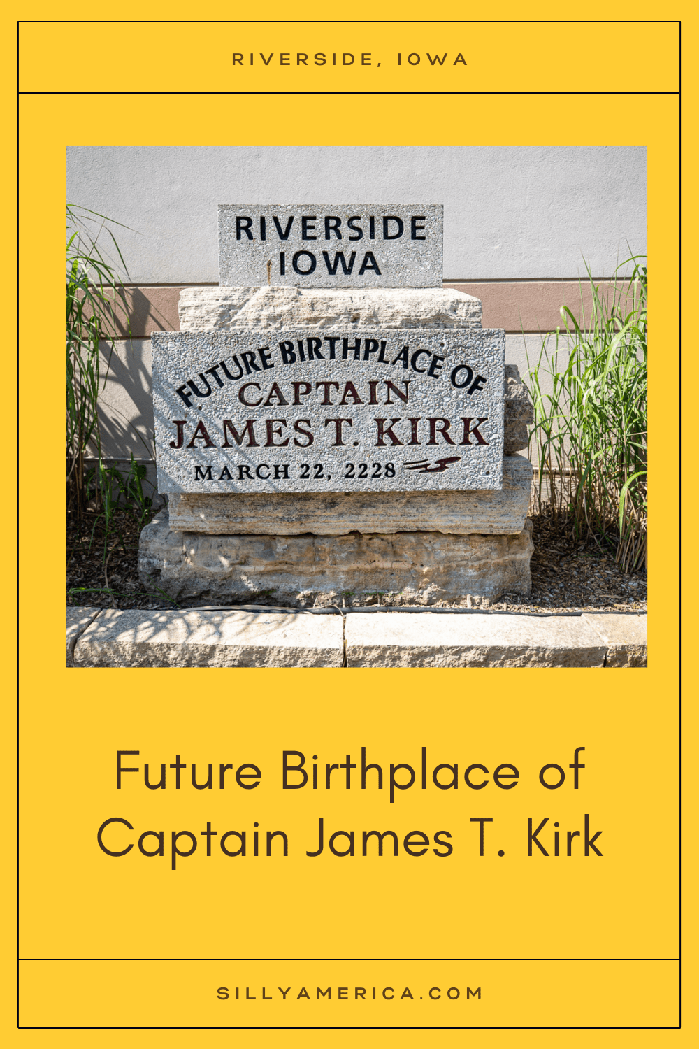 Visit the Future Birthplace of Captain James T. Kirk of the Starship Enterprise in Riverside, Iowa. See where the Star Trek hero was born at a plaque, statue, a Star Trek museum and more.  #StarTrek #IowaRoadsideAttractions #IowaRoadsideAttraction #RoadsideAttractions #RoadsideAttraction #RoadTrip #IowaRoadTrip #IowaThingsToDo #IowaRoadTripBucketLists #IowaBucketList #IowaRoadTripIdeas #IowaTravel