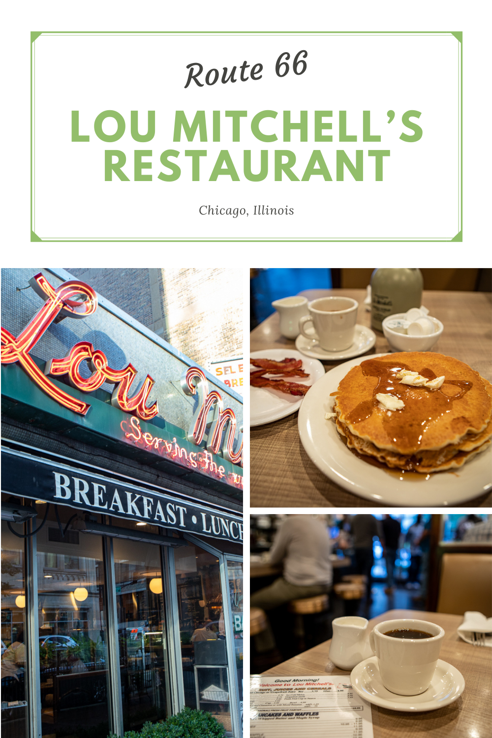 You know you can get your kicks on Route 66 but how about getting your pancakes? Or your omelettes? Or your Milk Duds? In downtown Chicago you’ll find a restaurant synonymous with the start of the Mother Road: Lou Mitchell’s restaurant in Chicago, Illinois.  #Route66 #Route66RoadTrip #IllinoisRoadsideAttractions #IllinoisRoadsideAttraction #RoadsideAttractions #RoadsideAttraction #RoadTrip #IllinoisRoadTrip #IllinoisRoute66  #IllinoisRoadTripTravel #RoadTripFood