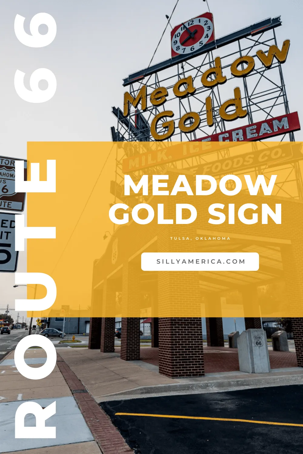 Bright neon lights are a signature sight on Route 66. When you think of neon you probably think of motels and service stations. But do you also think of milk? You should, because the Meadow Gold Sign in Tulsa, Oklahoma is a Route 66 landmark. Add this roadside attraction to your travel bucket list.  #RoadTrips #RoadTripStop #Route66 #Route66RoadTrip #OklahomaRoute66 #Oklahoma #OklahomaRoadTrip #OklahomaRoadsideAttractions #RoadsideAttractions #RoadsideAttraction #RoadsideAmerica #RoadTrip