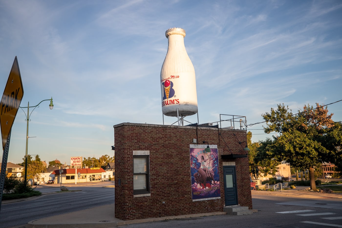 Milk Bottle Grocery in Oklahoma City, Oklahoma - giant milk bottle roadside attraction