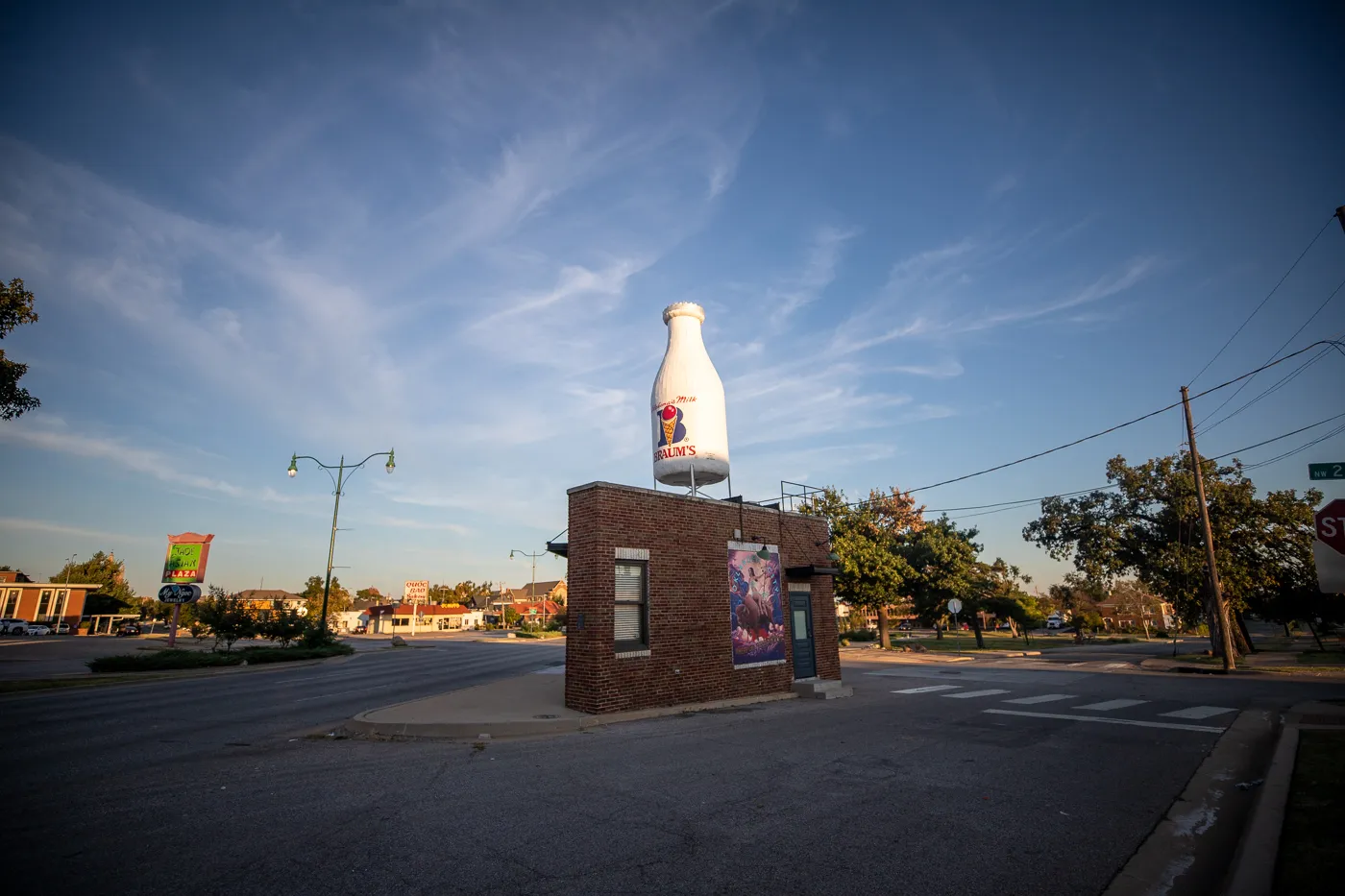 Milk Bottle Grocery in Oklahoma City, Oklahoma - giant milk bottle roadside attraction