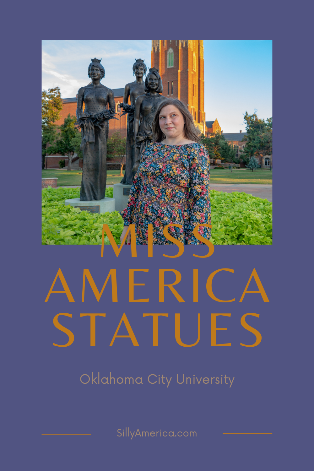 Here she is: Miss America. And here she is again. And again. Oklahoma City University has been home to three winners of the famed pageant and they are commemorated on campus with bronze Miss America statues.  #RoadTrips #RoadTripStop #Route66 #Route66RoadTrip #OklahomaRoute66 #Oklahoma #OklahomaRoadTrip #OklahomaRoadsideAttractions #RoadsideAttractions #RoadsideAttraction #RoadsideAmerica #RoadTrip