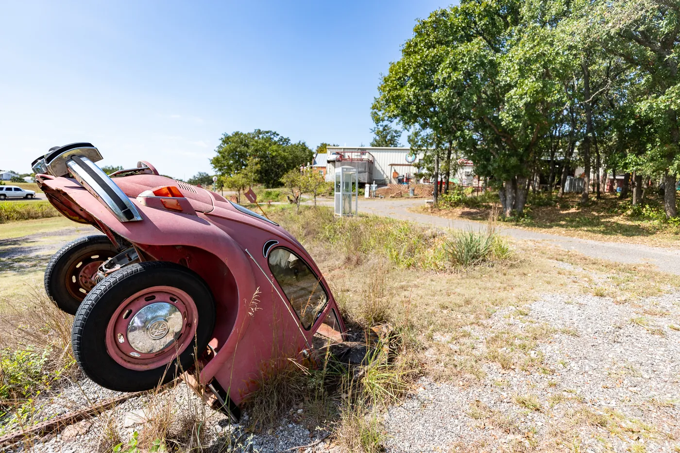 Slug bug ranch at OK County 66 - John's Place in Arcadia, Oklahoma - reproductions of famous Route 66 roadside attractions