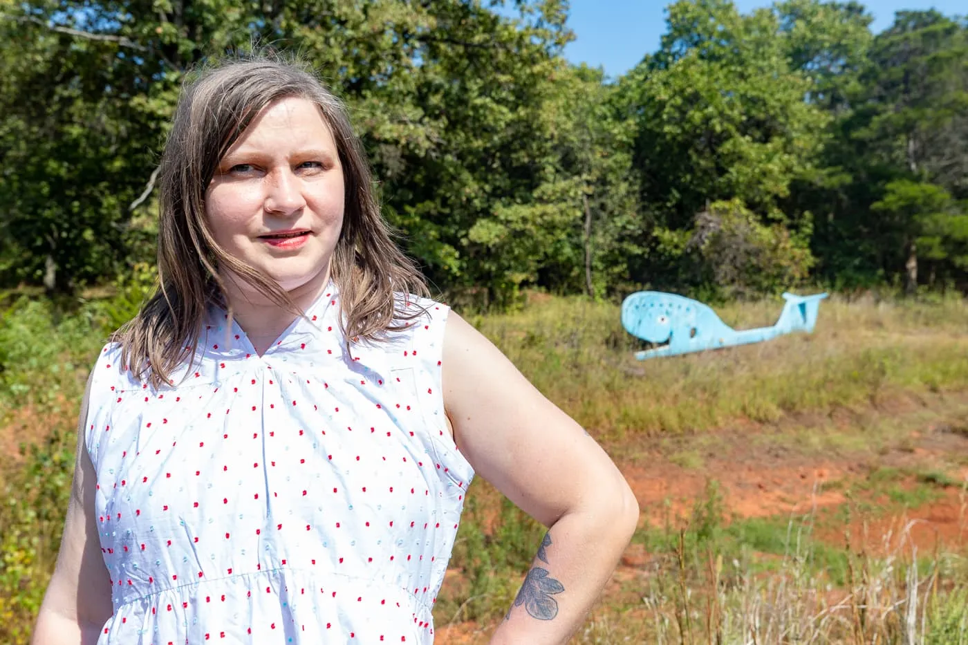 Blue Whale of Catoosa at OK County 66 - John's Place in Arcadia, Oklahoma - reproductions of famous Route 66 roadside attractions