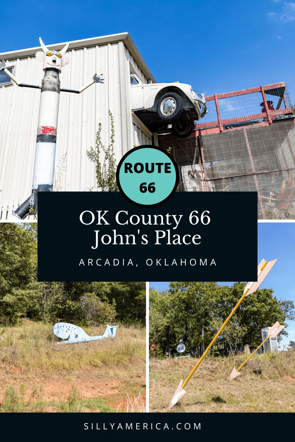Find the best of Route 66 in one backyard. At this Oklahoma roadside attraction you’ll find all the best of the Mother Road without having to bother with a long drive. OK County 66, or John’s Place, in Arcadia, Oklahoma is one man’s vision and homage to the Main Street of America.   #RoadTrips #RoadTripStop #Route66 #Route66RoadTrip #OklahomaRoute66 #Oklahoma #OklahomaRoadTrip #OklahomaRoadsideAttractions #RoadsideAttractions #RoadsideAttraction #RoadsideAmerica #RoadTrip