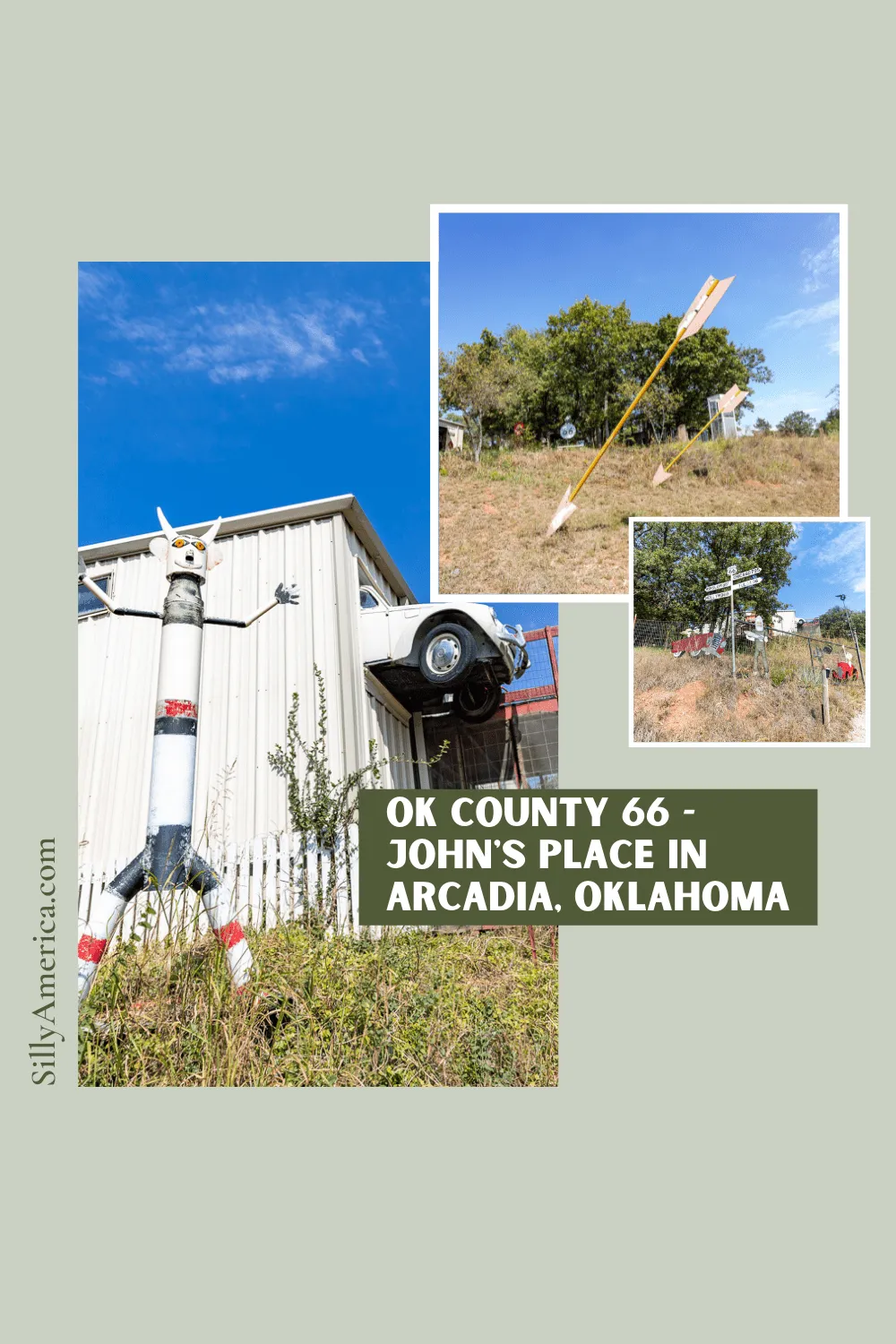 Find the best of Route 66 in one backyard. At this Oklahoma roadside attraction you’ll find all the best of the Mother Road without having to bother with a long drive. OK County 66, or John’s Place, in Arcadia, Oklahoma is one man’s vision and homage to the Main Street of America.   #RoadTrips #RoadTripStop #Route66 #Route66RoadTrip #OklahomaRoute66 #Oklahoma #OklahomaRoadTrip #OklahomaRoadsideAttractions #RoadsideAttractions #RoadsideAttraction #RoadsideAmerica #RoadTrip