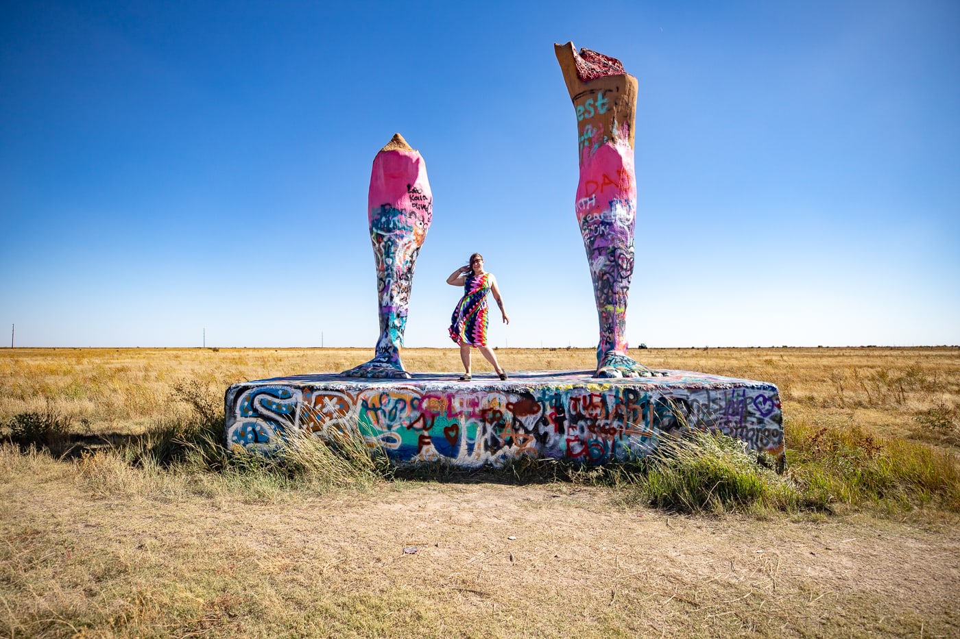 Ozymandias on the Plains in Amarillo, Texas -Big Legs roadside attraction on Route 66