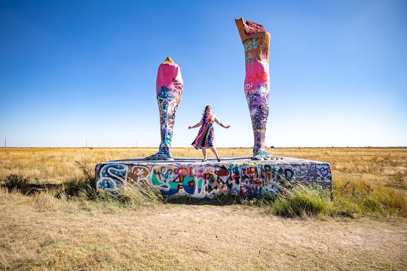 Ozymandias on the Plains in Amarillo, Texas -Big Legs roadside attraction on Route 66