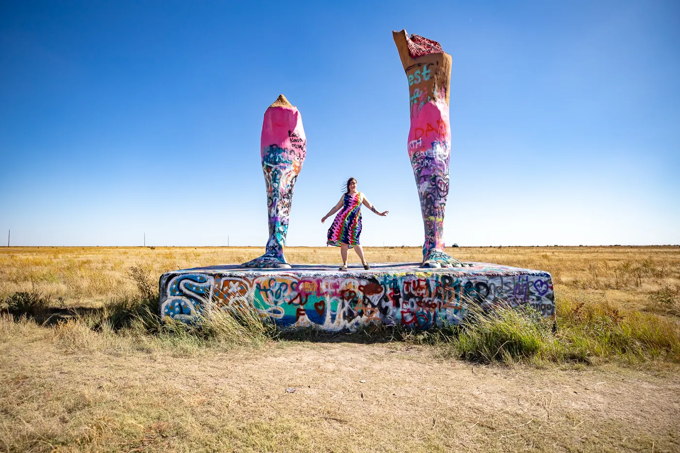 Ozymandias on the Plains in Amarillo, Texas -Big Legs roadside attraction on Route 66