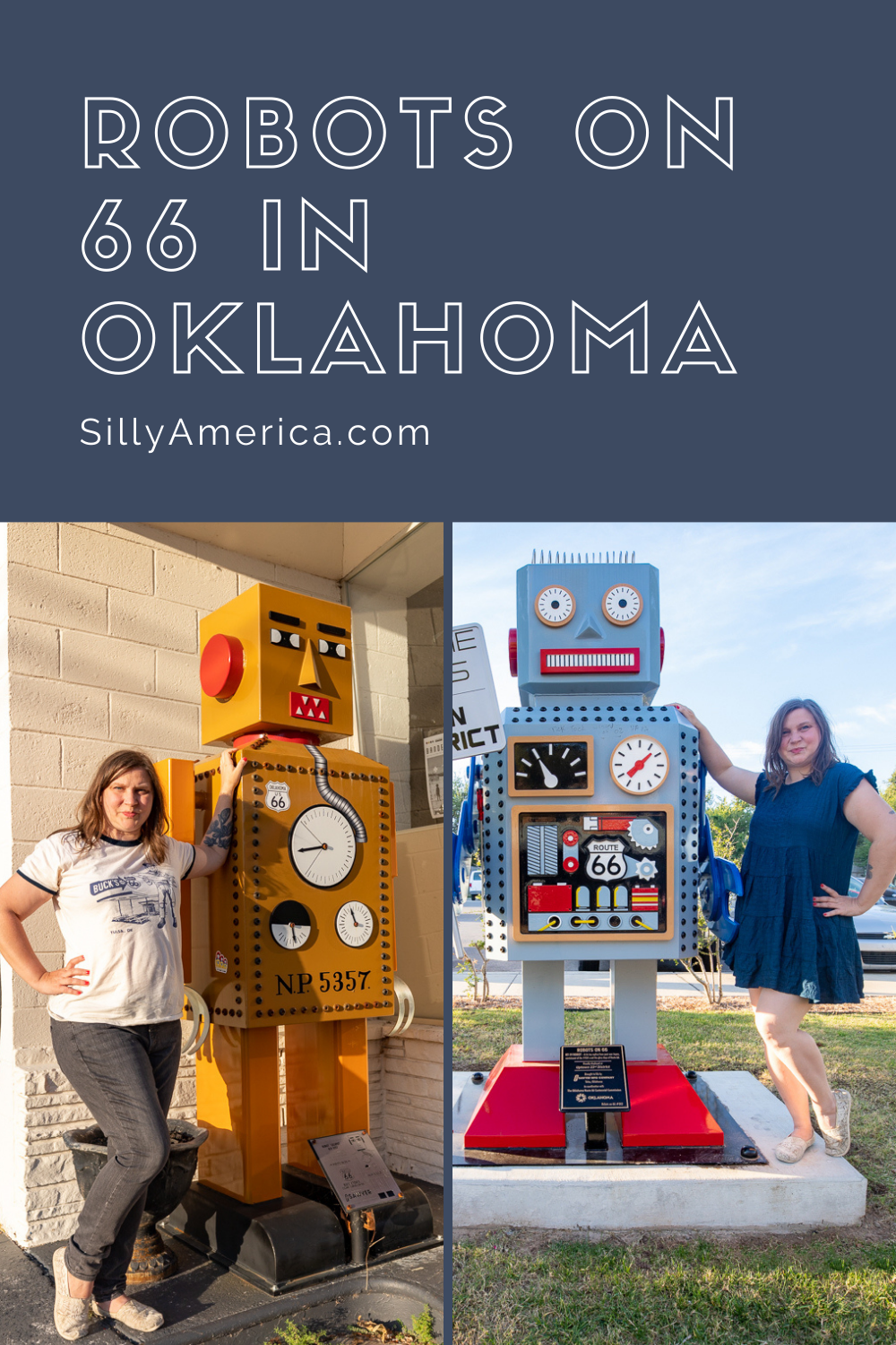 Robots on 66 is a new initiative kickstarted by the founder of Buck Atom’s Cosmic Curios in Tulsa, Oklahoma. The project aims to add fun robot statues to popular Oklahoma Route 66 attractions as a lead up to the Route 66 centennial in 2026. Find two of these Route 66 roadside attractions in Oklahoma.  #RoadTrips #RoadTripStop #Route66 #Route66RoadTrip #OklahomaRoute66 #Oklahoma #OklahomaRoadTrip #OklahomaRoadsideAttractions #RoadsideAttractions #RoadsideAttraction #RoadsideAmerica #RoadTrip