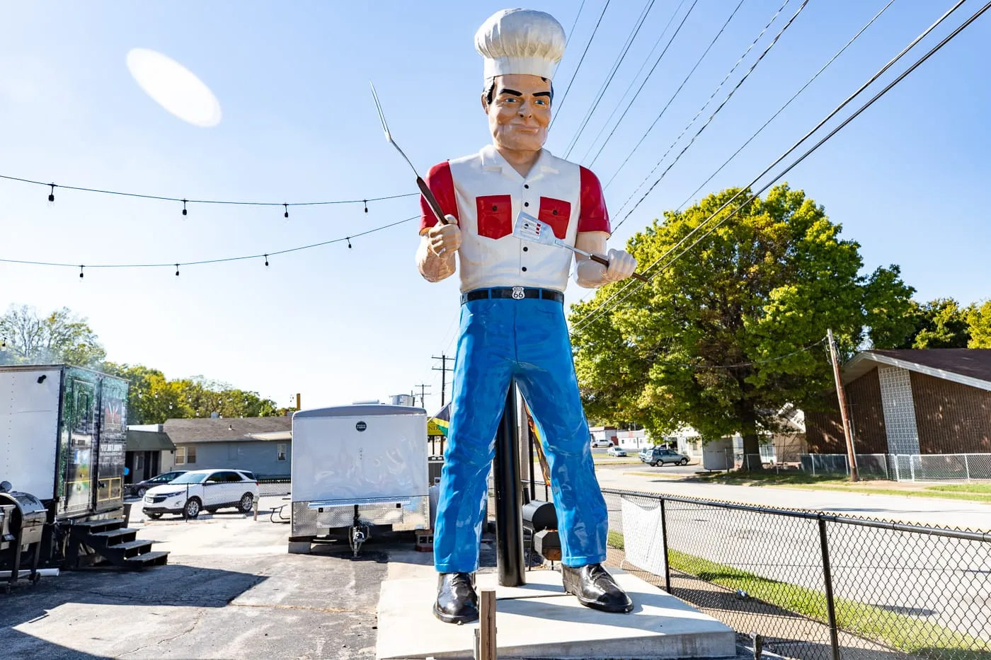 Route 66 Food Truck Park & Chef Muffler Man roadside attraction in Springfield, Missouri