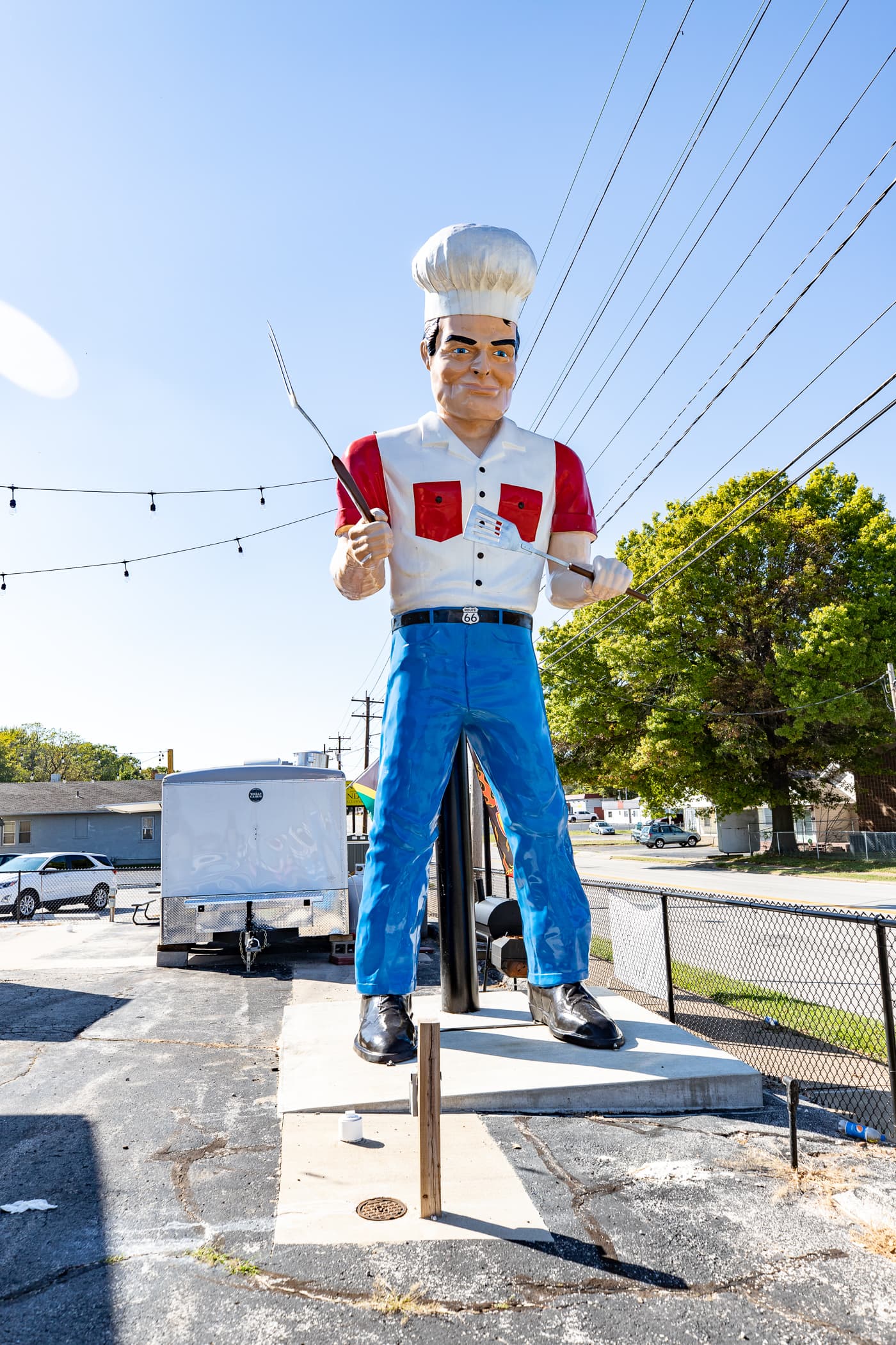 Route 66 Food Truck Park & Chef Muffler Man roadside attraction in Springfield, Missouri