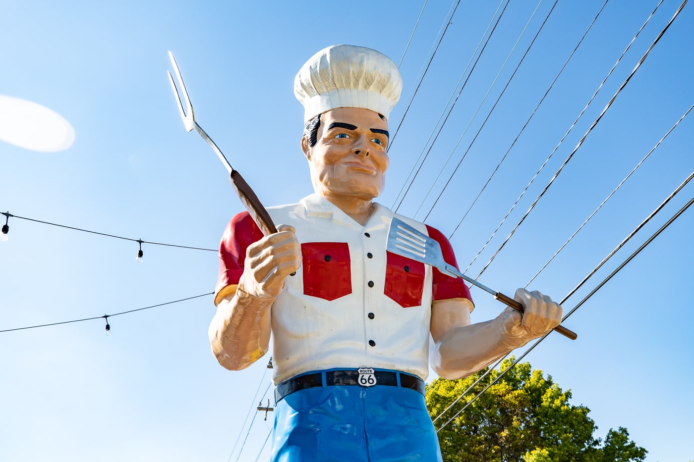 Route 66 Food Truck Park & Chef Muffler Man roadside attraction in Springfield, Missouri