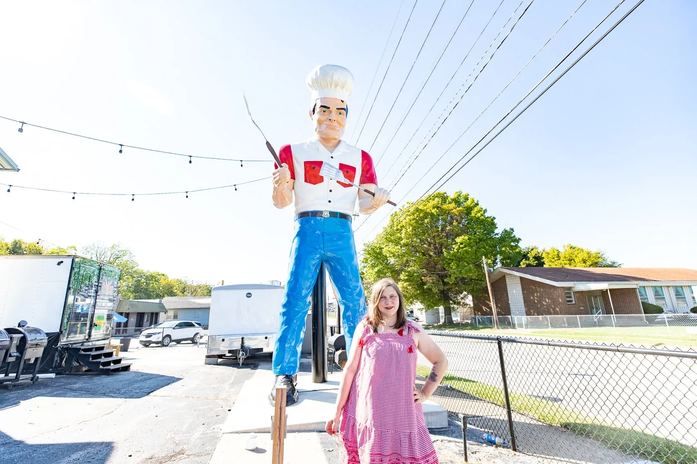 Route 66 Food Truck Park & Chef Muffler Man roadside attraction in Springfield, Missouri