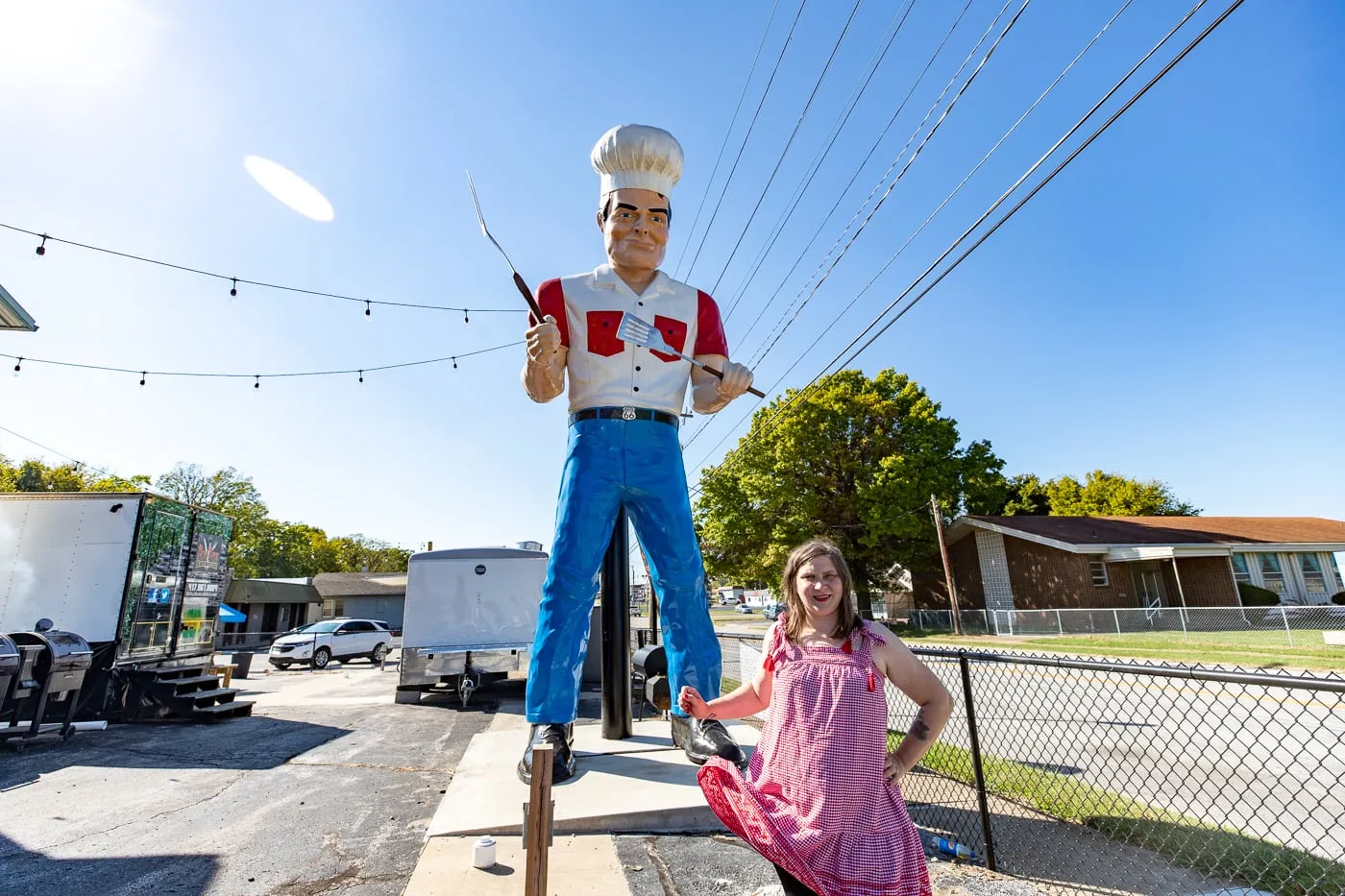 Route 66 Food Truck Park & Chef Muffler Man roadside attraction in Springfield, Missouri